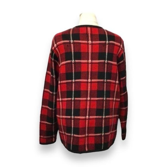 Liz Baker Women’s Cardigan Sweater VTG 80s/90s Button Up Tartan Plaid Holiday 1X - Picture 5 of 9